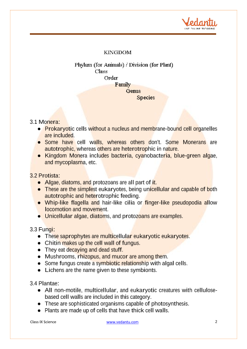 Diversity in Living Organisms Class 9 Notes CBSE Science Chapter 7 [PDF]