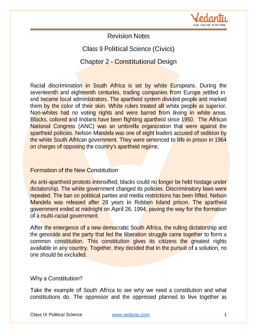 constitutional design class 9 case study questions