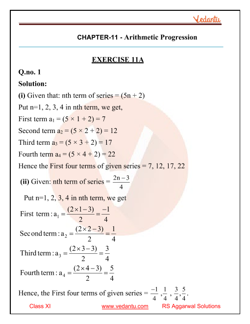 case study on arithmetic progression class 11