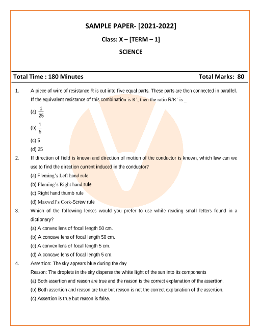 CBSE Science Term 1 Sample Paper for Class 10 (2) part-1