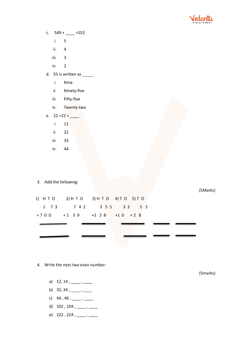 CBSE Sample Papers for Class 2 Maths with Solutions - Mock Paper 1
