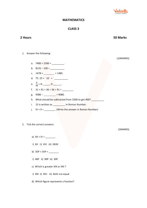 cbse sample papers for class 3 maths with solutions mock paper 1