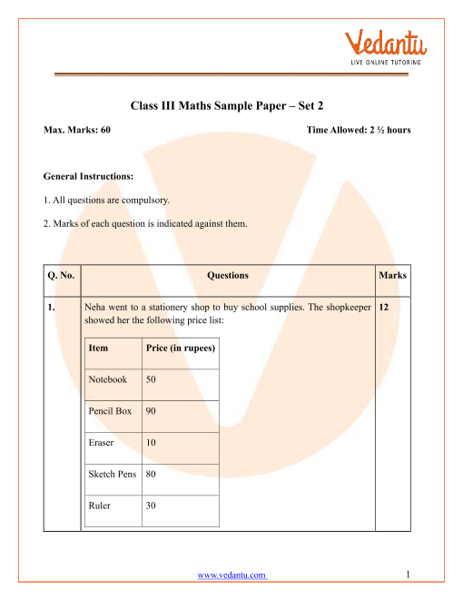 case study questions for class 3 maths