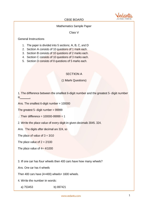 case study based questions class 5 maths with answers