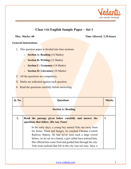 8th class essay 1 exam paper social