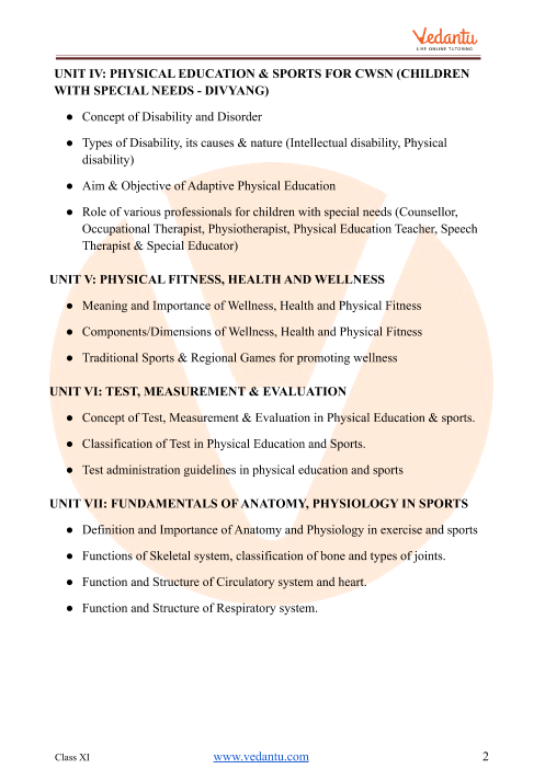 Cbse Class 11 Physical Education Syllabus Term 1 2 2022 22 Pdf Download