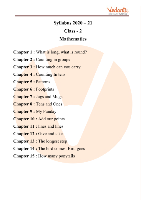 CBSE Syllabus for Class 2 Maths 2023-24 (Free PDF Download)