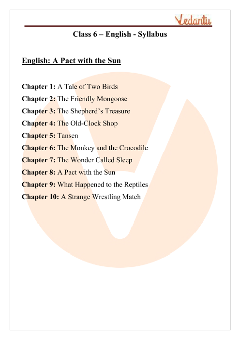 CBSE Syllabus for Class 6 English A Pact with the Sun part-1