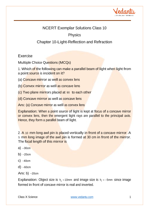 case study of chapter light class 10