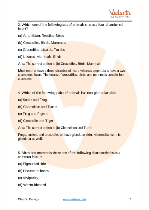 NCERT Exemplar for Class 11 Biology Chapter 4 - Animal Kingdom (Book  Solutions)