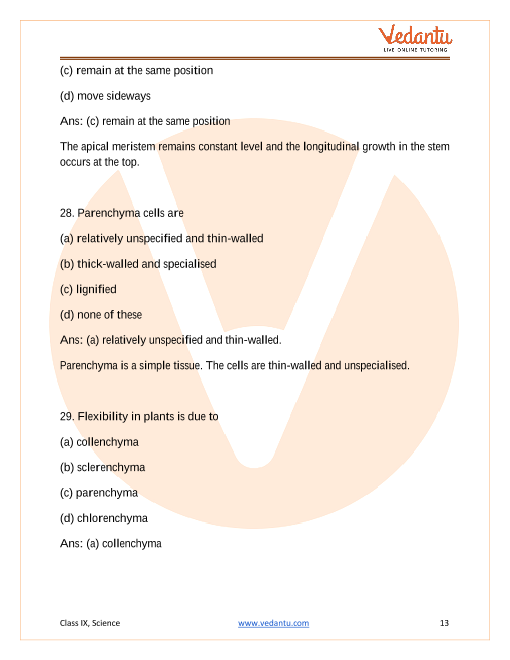 Ncert Solutions For Class 9 Science Chapter 6 Tissues Pdf