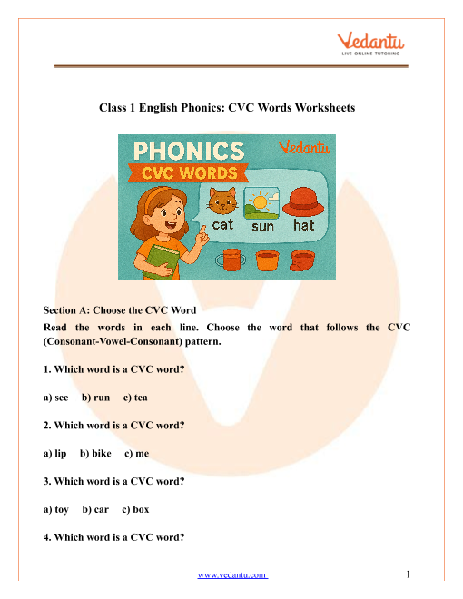 English Worksheets For Grade 1 Phonics
