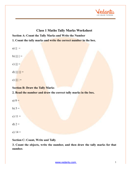 Tally Marks Worksheets First Grade Worksheets Master