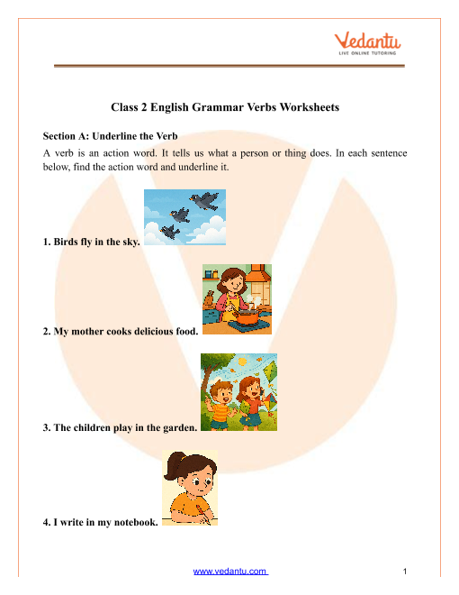 Grade 3 Grammar Topic 2 Action Verbs Worksheets Lets