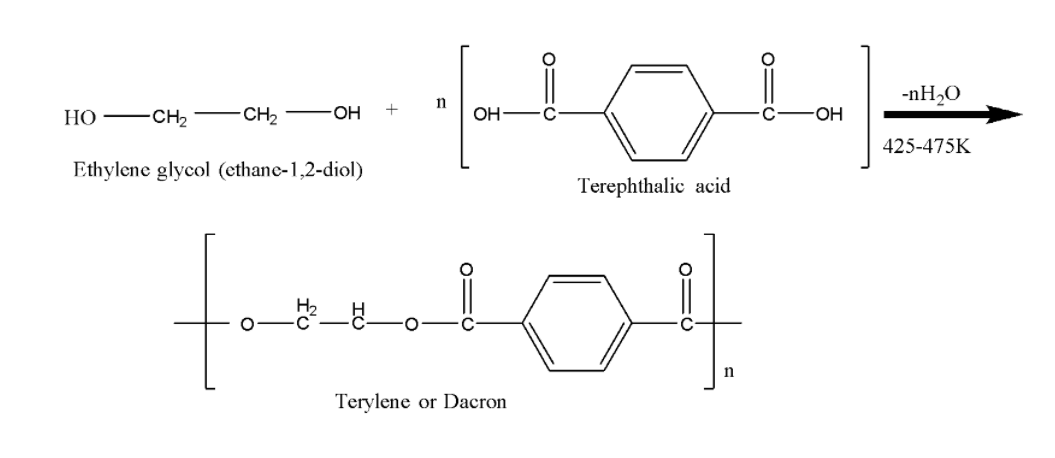 Preparation of terylene a polyester or Dacron