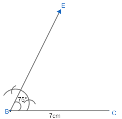 Construct a triangle ABC in which BC = 7cm, $\\angle B={{75}^{\\circ ...