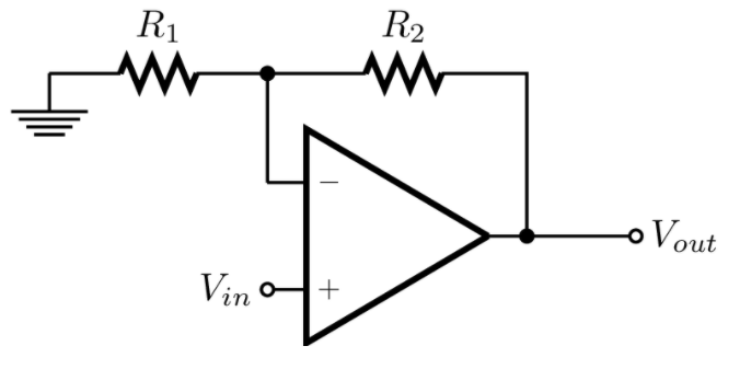 In an inverting amplifier circuit, the output voltage is expressed as a ...