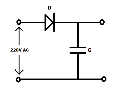 A diode is to 220V (rms) AC in series with a as shown in figure. The voltage across the capacitor \n \n \n \n (A) 220V(B) 110V(C) 311.1V(D) $ \\