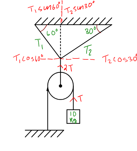 In The Arrangement As Shown The Tension T2 Is Take Class 11 Physics Cbse