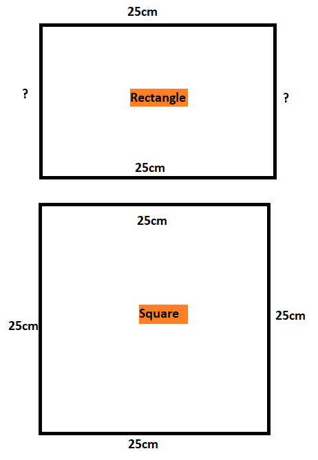 The length of a rectangle which is \\[25{\\text{ cm}}\\] is equal to ...
