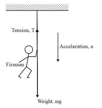 With what minimum acceleration can a fireman slide class 11 physics CBSE