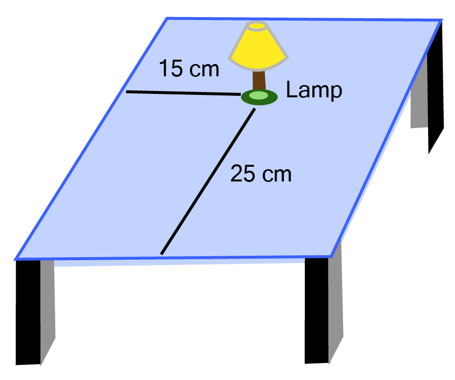figure of a study stable, on which a study lamp is placed.