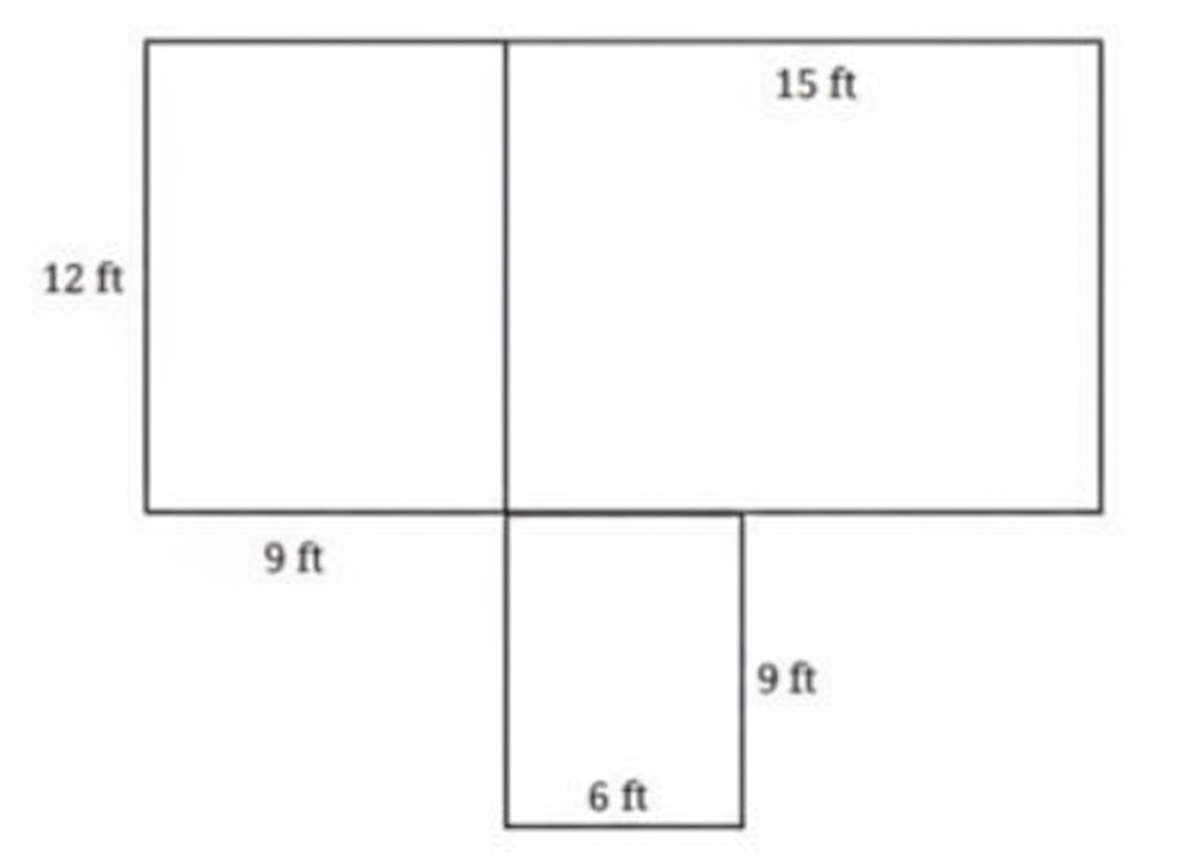 A mason is building a house in the shape shown in the diagram. He needs to construct both the outer walls and the inner wall that separates the two rooms. To build a wall of 10 feet, he requires approximately 1450 bricks. How many bricks would he need to build the house? Assume all walls are of the same height and thickness.