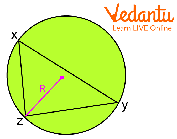 Right-angled triangle in a circumcircle