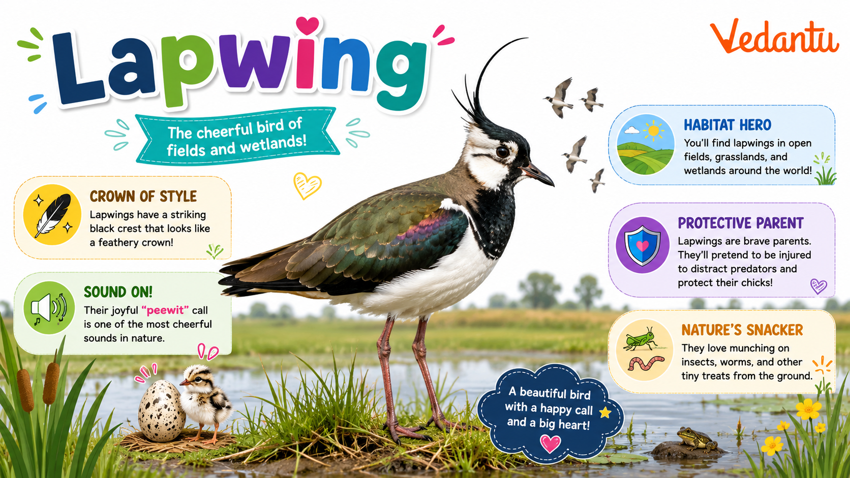 Lapwing bird standing in grassland habitat