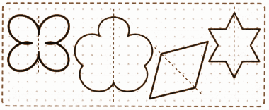 shapes divided into halves by drawing a line