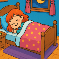 A girl sleeping on a bed