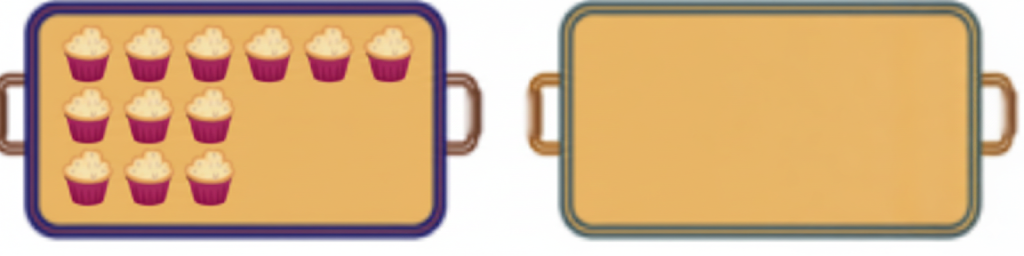 Complete arranging the cupcakes in the two trays given below.