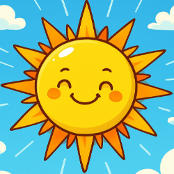 The sun is shining in the sky