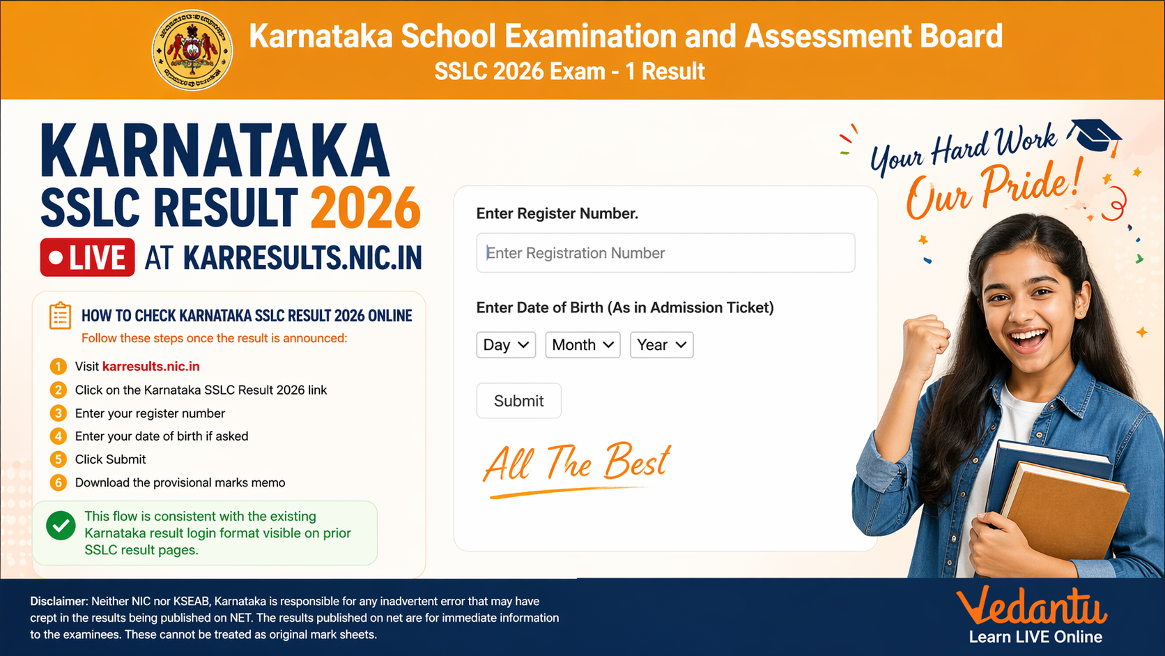 Karnataka SSLC Result 2026