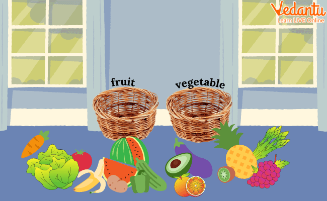 Sort fruits and vegetables