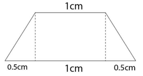 A trapezium with parallel side 1cm and 2cm