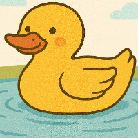 The duck is in the pond