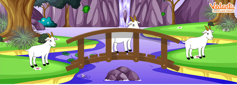 Little Billy-Goat crossing the bridge.