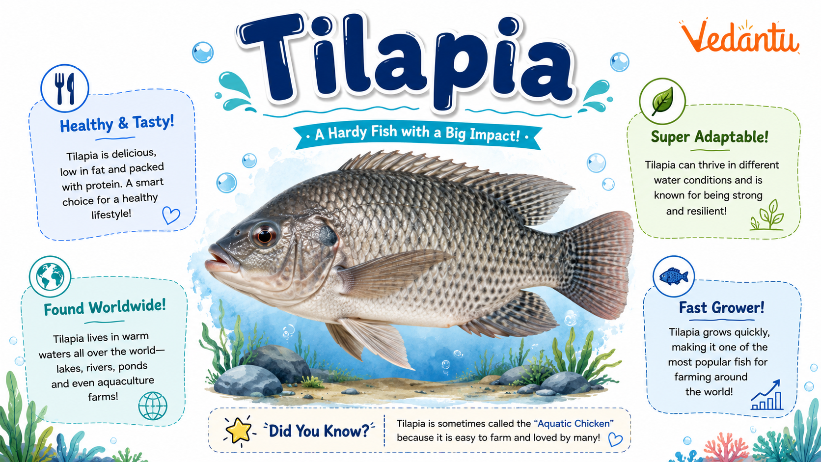 Tilapia fish in freshwater habitat