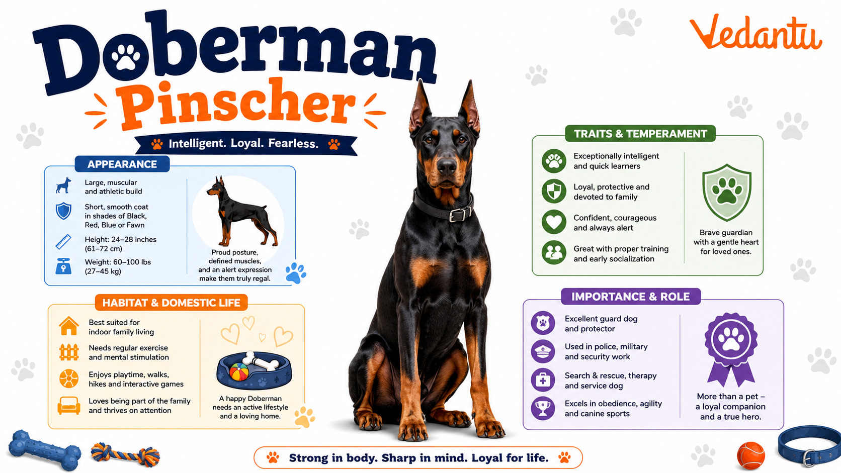 Doberman Pinscher dog standing alert