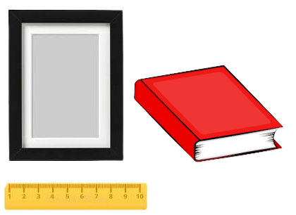 A ruler, book and A frame