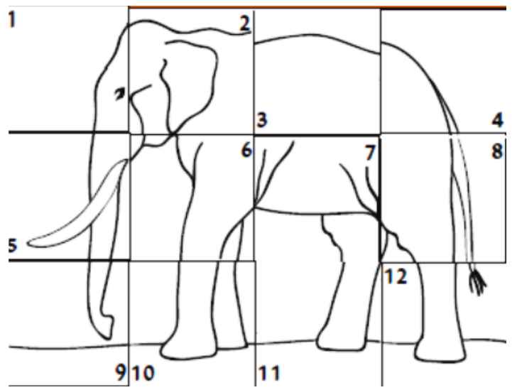 Puzzle rearranged elephant image