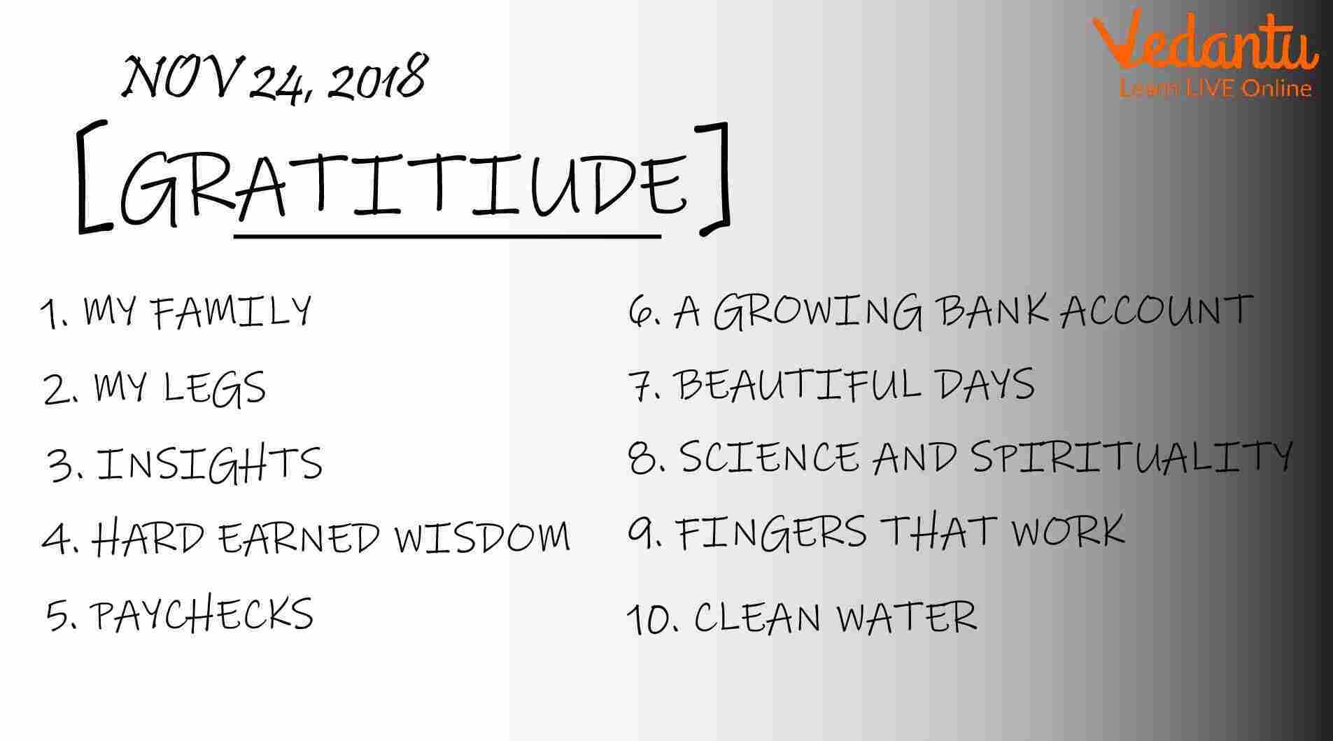 A Gratitude List