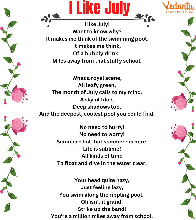 Lyrics of the Rhyme “I Like July”
