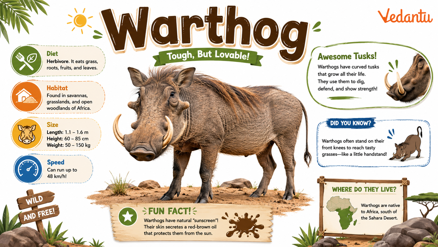 Warthog in African savanna habitat