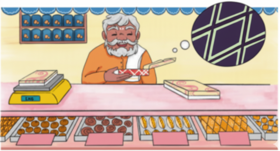 Mr Shrinathan, a sweet shop owner, has several orders for 1 kg Kaju-katli but he has to pack them in different sized boxes..