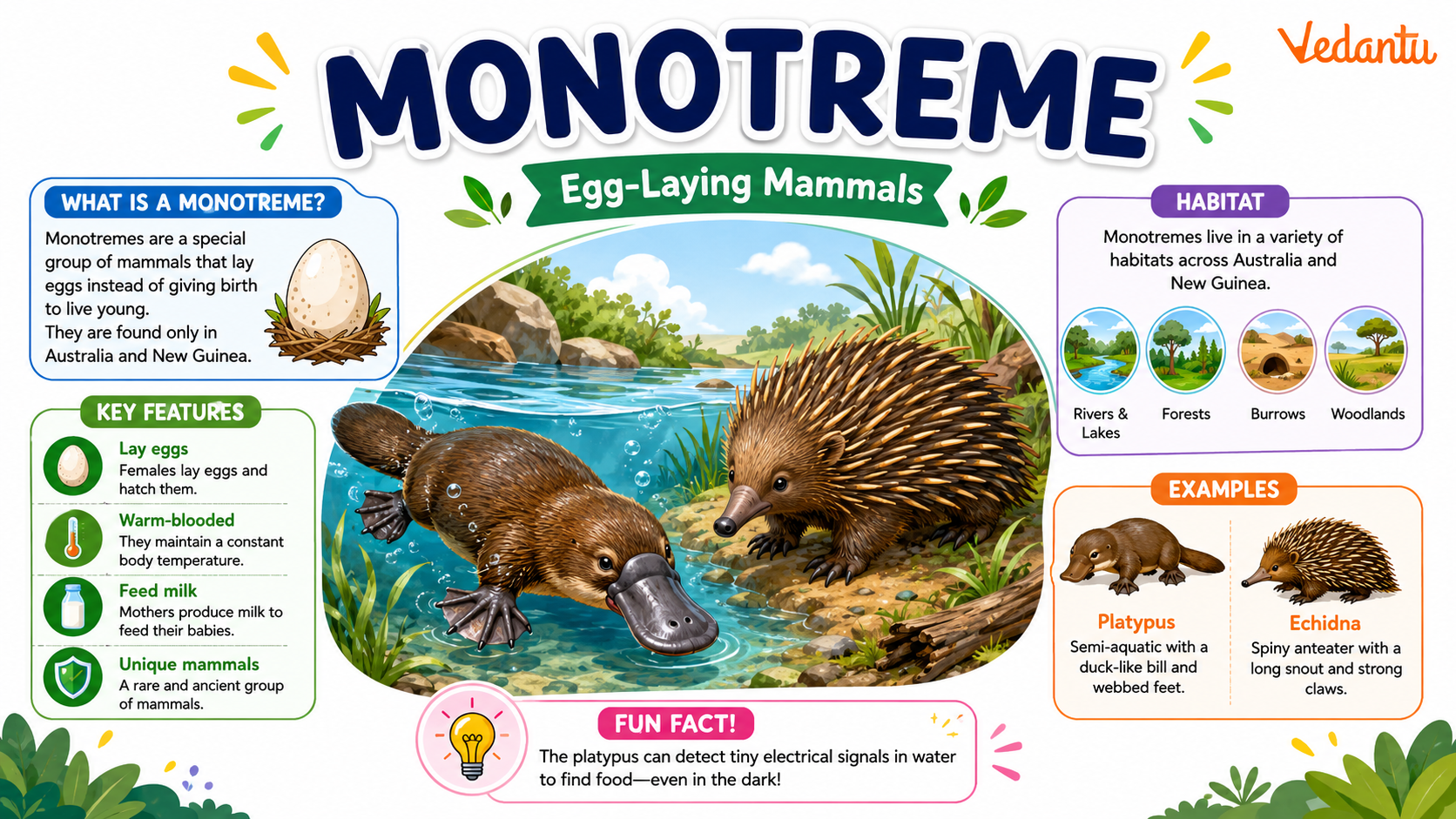 Monotreme animal example showing egg-laying mammal