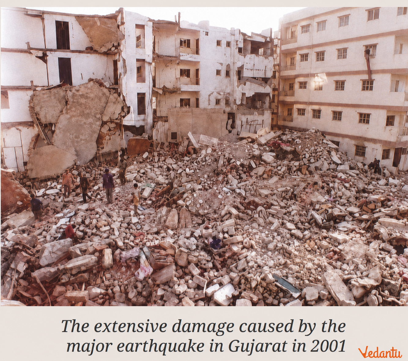 The extensive damage caused by the major earthquake in Gujarat in 2001