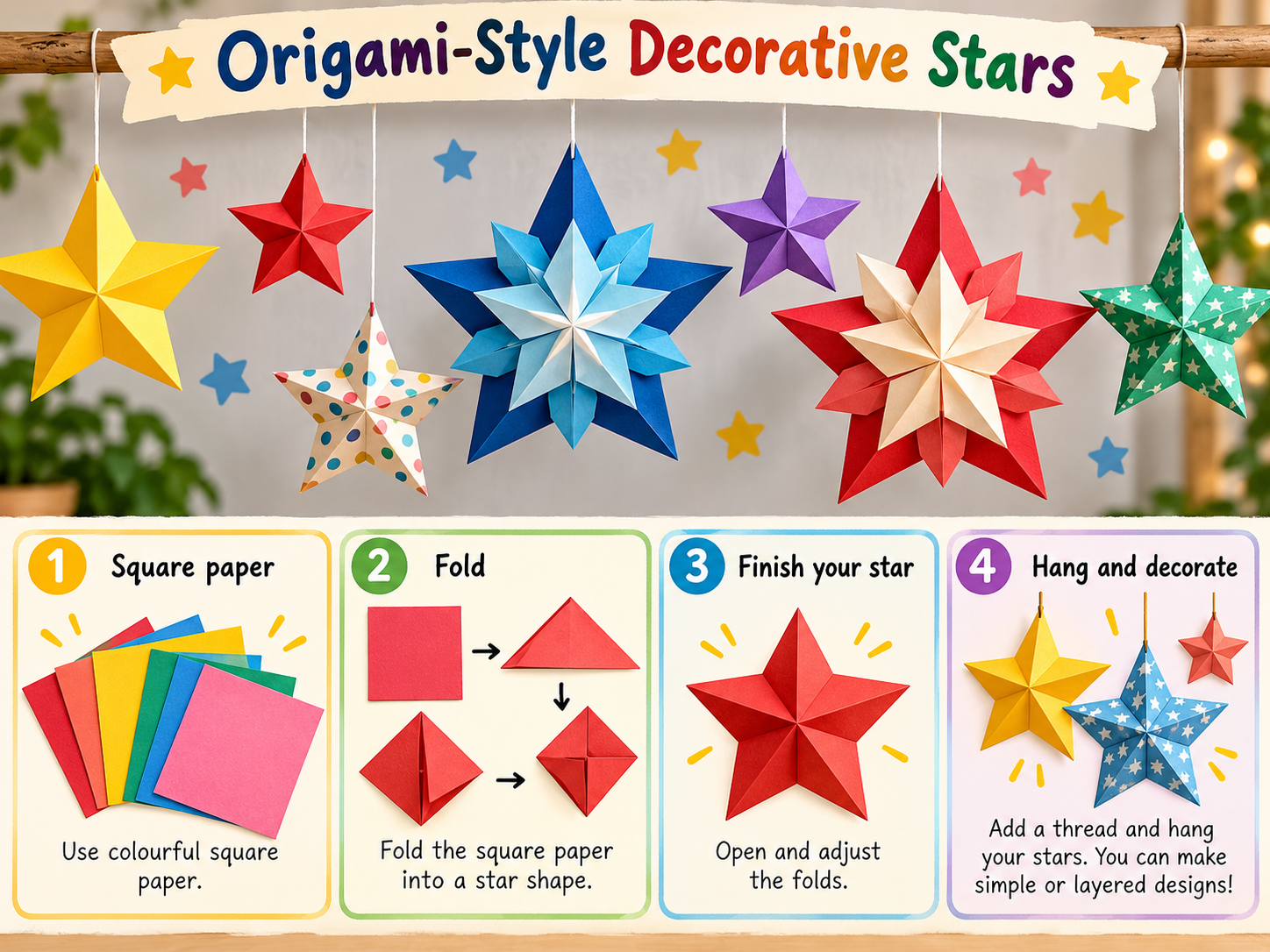 Origami-Style Decorative Stars