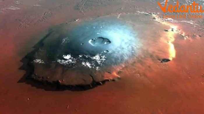 Frozen Water Reservoirs in the Polar Region of Mars